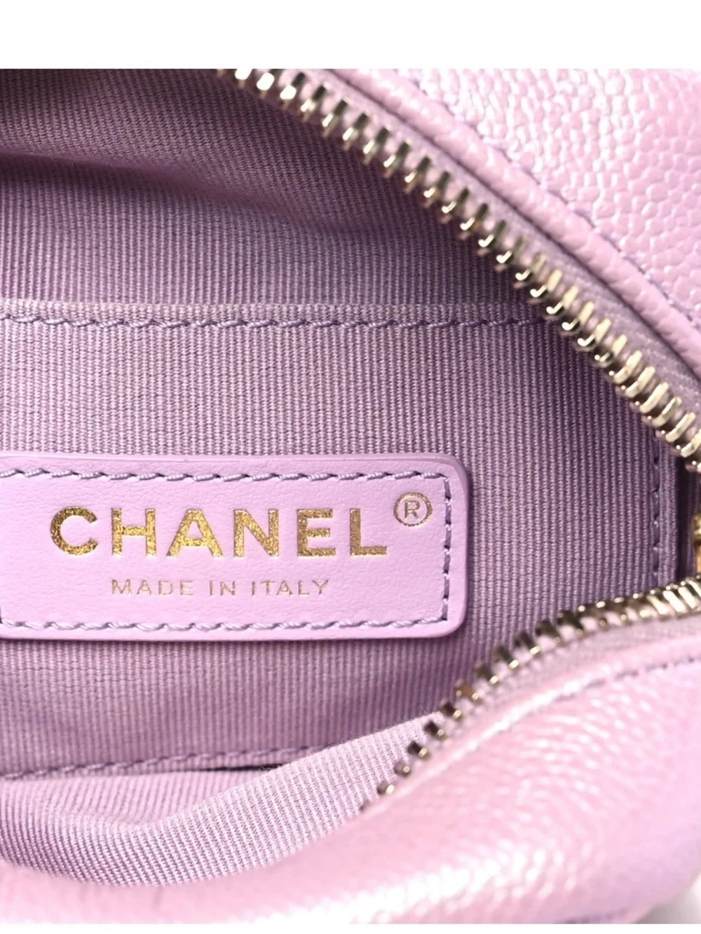 CHANEL 2023 SHIMMERING Pink Mauve Quilted Shoulder Bag with Gold Chain and CC